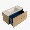 Mondiaz CIRO-DLUX Badkamermeubelset - 100x45x50cm - Solid surface wastafel Meli - 1 wasbak Midden - 1 kraangat - 2 lades - Oak SW1531434