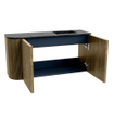 Mondiaz JOYA-DLUX Meuble de salle de bains 81.6cm - arrondi gauche couleur Dusk - Vasque FAYE position droite sans trou de robinet couleur Lava SW1423317