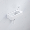 FugaFlow Efficiente Pietra Ensemble de fontaine - 37,5x18,5x9cm - céramique - trou de robinet à droite - robinet de fontaine blanc mat - bouchon de vidange - siphon abaissé - Blanc brillant SW1442189