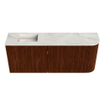 Mondiaz JOYA-DLUX Meuble de salle de bains 101.6cm - arrondi droit couleur Ruby - Vasque FAYE position Gauche Sans trou de robinet couleur Ostra SW1423810