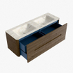Mondiaz CIRO-DLUX Meuble de salle de bains - 140x45x50cm - Plan-vasque en solid surface Ostra - 2 vasques Double - sans trous de robinetterie - 4 tiroirs - Dusk SW1533432