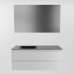 Mondiaz Aivy ensemble meuble de salle de bains - 120x45x50cm - 0 trous de robinet - 1 vasque urban Solid surface - Gauche - 2 tiroirs - Avec armoire miroir - MDF Talc SW892132
