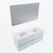 Mondiaz VICA ensemble de meuble de salle de bain - 120cm - meuble sous-vasque argile - 4 tiroirs - lavabo denia double - 2 trous de robinet - couleur Blanc Brillant - miroir LED - version XL 60cm de haut SW1091928