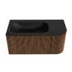 MONDIAZ KURVE 95cm Meuble salle de bain avec module 25 D - couleur Walnut - 1 tiroir - 1 porte - vasque BIG SMALL gauche - 1 trou de robinet - Urban SW1138502