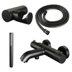 Robinet de baignoire Brauer Black Carving à poser - ensemble de douche - 2 fonctions - 2 boutons carving - douchette à main 1 fonction - noir mat SW1164589
