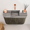 Mondiaz JOYA-DLUX 63.2cm toiletmeubel - ronding links en rechts kleur Shadow - Wastafel FAYE positie Midden Zonder kraangat kleur Sombra. SW1425244