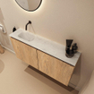 MONDIAZ TURE-DLUX Meuble toilette - 100cm - Washed Oak - EDEN - vasque Opalo - position gauche - sans trou de robinet SW1104632
