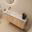 MONDIAZ TURE-DLUX Meuble WC 100 cm Washed Oak. EDEN vasque Opalo position gauche. Sans trou de robinetterie. SW1104632
