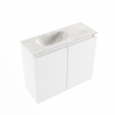 MONDIAZ TURE-DLUX Meuble toilette - 60cm - Talc - EDEN - vasque Ostra - position gauche - sans trou de robinet SW1104633