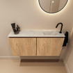 MONDIAZ TURE-DLUX Meuble toilette - 100cm - Washed Oak - EDEN - vasque Opalo - position droite - 1 trou de robinet SW1104620