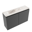 MONDIAZ TURE-DLUX 80cm toiletmeubel Dark Grey. EDEN wastafel Frappe positie links. Zonder kraangat. SW1102735