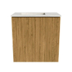 Mondiaz JOYA-DLUX 40cm toiletmeubel - kleur Oak - Wastafel FAYE positie Links Zonder kraangat kleur Ostra. SW1422198