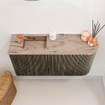 Mondiaz JOYA-DLUX 81.6cm toiletmeubel - ronding rechts kleur Shadow - Wastafel FAYE positie Links 1 kraangat kleur Arena. SW1424831