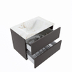 MONDIAZ VICA-DLUX Ensemble meuble de salle de bains - 70cm - sous-meuble dark grey - 2 tiroirs - lavabo encastré cloud centré - sans trous de robinetterie - version haute 60cm - frape SW1088643