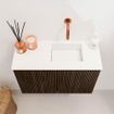 Mondiaz JOYA 60cm meuble de toilette - couleur Walnut - Lavabo FAYE position Droite Sans trou de robinet couleur Talc. SW1421300