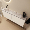 MONDIAZ TURE-DLUX Meuble de toilettes 120cm Talc. EDEN vasque Glace position gauche. Sans trou de robinet. SW1103147