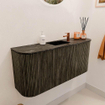 Mondiaz JOYA-DLUX Meuble de salle de bains 93,2cm - arrondis gauche et droite couleur Shadow - Vasque FAYE position Milieu 1 trou de robinet couleur Lava SW1422887