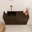 Mondiaz JOYA 70cm meuble de toilette - couleur Walnut - Vasque FAYE position Gauche Sans trou de robinet couleur Urban SW1426192
