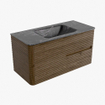 Mondiaz CIRO-DLUX Meuble de salle de bains - 100x45x50cm - Vasque solid surface Lava - 1 bassin central - sans trous de robinet - 2 tiroirs - Dusk SW1533024