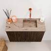 Mondiaz JOYA-DLUX Meuble de salle de bains - 60cm - couleur Walnut - Vasque FAYE position Droite Sans trou de robinet couleur Arena SW1424337
