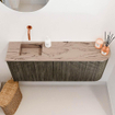Mondiaz JOYA-DLUX Meuble de salle de bains 101,6cm - arrondi droite couleur Shadow - Vasque FAYE position Gauche Sans trou de robinet couleur Arena SW1424839