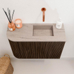 Mondiaz JOYA-DLUX 61.6cm toiletmeubel - ronding links kleur Walnut - Wastafel FAYE positie Rechts Zonder kraangat kleur Saba. SW1424680
