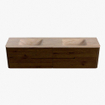 Mondiaz CIRO-DLUX Ensemble de meubles de salle de bains - 190x45x50cm - vasque solid surface Saba - 2 vasques double - sans trous de robinet - 4 tiroirs - Noyer SW1530709