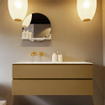 MONDIAZ VICA-DLUX Ensemble de meuble de salle de bains - 130cm - meuble bas oro - 2 tiroirs - lavabo encastré cloud à gauche - sans trous de robinet - version haute 60cm - glace SW1088210