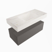 Mondiaz ALAN-DLUX Ensemble de meuble - 100cm - meuble Dark grey mat - 1 tiroir - Lavabo Cloud Ostra suspendu - vasque Centre - 0 trous de robinet SW807609