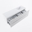 MONDIAZ VICA meuble sous lavabo 150cm Talc 2 tiroirs. Lavabo CLOUD droite 1 trou de robinet, couleur Talc. SW1381818