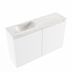 MONDIAZ TURE-DLUX Meuble toilette - 80cm - Talc - EDEN - vasque Ostra - position gauche - sans trou de robinet SW1104639