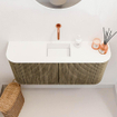 Mondiaz JOYA Meuble de toilette 93,2 cm - arrondi gauche et droite couleur Dusk - Vasque FAYE position Milieu Sans trou de robinet couleur Talc SW1421615