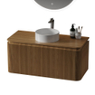 Royal Plaza Terra Edge Wastafelonderkast- 100cm - ribbel - 2 lades - afgeronde hoeken - sandwood (licht eiken) SW1449112