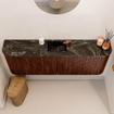 Mondiaz JOYA-DLUX 123.2cm toiletmeubel - ronding links en rechts kleur Ruby - Wastafel FAYE positie Midden 1 kraangat kleur Lava. SW1423696