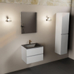Mondiaz AIVY Ensemble de meuble - 60x45x50cm - 1 trou de robinet - 1 vasque Urban Solid surface - Centre - 2 tiroirs - sans miroir - MDF Talc SW892126