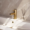Brauer Gold Edition Robinet de lavabo modèle bas poignée type HD1 ColdStart laiton Or brossé SW547697