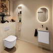 MONDIAZ TURE-DLUX meuble WC 40 cm Cale. EDEN lavabo Ostra position milieu. Sans trou de robinet. SW1104727