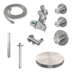 BRAUER Stripe Thermostatische Inbouw Regendouche - SET 03 - 25cm douchekop - plafondarm - staaf handdouche - doucheslang - wandaansluitbocht - RVS-kleurig geborsteld PVD SW1435066