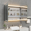 HR Meuble de salle de bain A-Line armoire de toilette 80x70x13cm double miroir avec LED SW997273