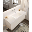 Mondiaz VICA ensemble de meuble de salle de bain - 120cm - meuble sous-vasque lin - 2 tiroirs - lavabo nuage milieu - sans trou de robinet - miroir LED - version XL 60cm haut SW1098321