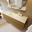 Mondiaz VICA-DLUX ensemble de meuble de salle de bain - 150cm - meuble sous-vasque oro - 2 tiroirs - lavabo encastré cloud milieu - 1 trou de robinet - version haute de 60cm - opalo SW1086611