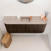 Mondiaz JOYA-DLUX 103.2cm toiletmeubel - ronding links en rechts kleur Walnut - Wastafel FAYE positie Midden 1 kraangat kleur Saba. SW1424707