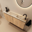 MONDIAZ TURE-DLUX Meuble toilette - 100cm - Washed Oak - EDEN - vasque Frappe - position droite - 1 trou de robinet SW1103086