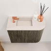 Mondiaz JOYA-DLUX Meuble de toilette 51,6cm - arrondi droit couleur Shadow - Lavabo FAYE position Gauche 1 trou de robinet couleur Meli. SW1424901