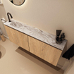 MONDIAZ TURE-DLUX Meuble toilette - 120cm - Washed Oak - EDEN - vasque Glace - position gauche - 1 trou de robinet SW1103654