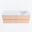 MONDIAZ VICA Ensemble meuble de salle de bains - 130cm - meuble bas rosee - 4 tiroirs - lavabo cloud à droite - 1 trou de robinet - version haute 60cm - talc SW1083337