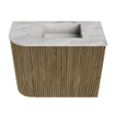 Mondiaz JOYA-DLUX Meuble de salle de bains 51,6cm - arrondi gauche couleur Dusk - Vasque FAYE position Droite 1 trou de robinet couleur Glace SW1423159