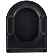 QeramiQ Dely Swirl Ensemble WC - 36.3x51.7cm - Réservoir encastré Geberit UP320 - abattant fin - Plaque de commande en cuivre - Boutons ronds - Noir mat SW1130196