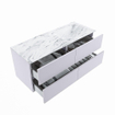 MONDIAZ VICA-DLUX Ensemble meuble de salle de bains - 120cm - meuble bas cale - 4 tiroirs - lavabo encastré cloud à droite - 1 trou de robinet - version haute 60cm - glace SW1088329