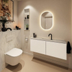 MONDIAZ TURE-DLUX Meuble toilette - 120cm - Talc - EDEN - vasque Opalo - position centrale - 1 trou de robinet SW1104139